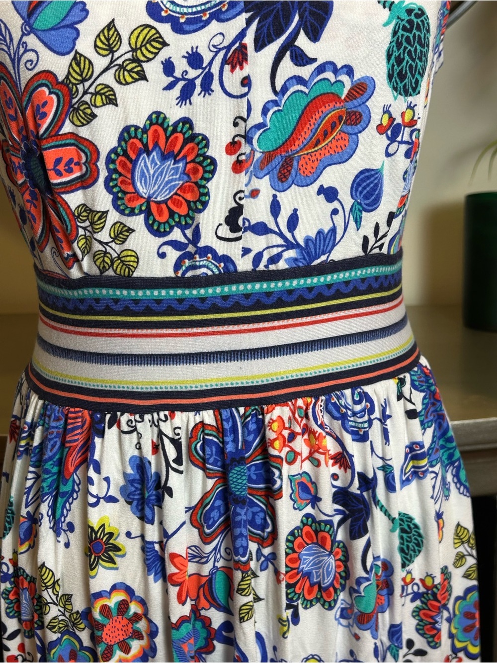 Milly White V-Neck Maxi Dress with Multicolor Floral Print - Picture 4 of 12
